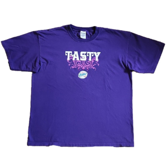 3/$20 Gildan Ultra Cotton Purple Miller Lite Tasty T-shirt - Picture 1 of 8
